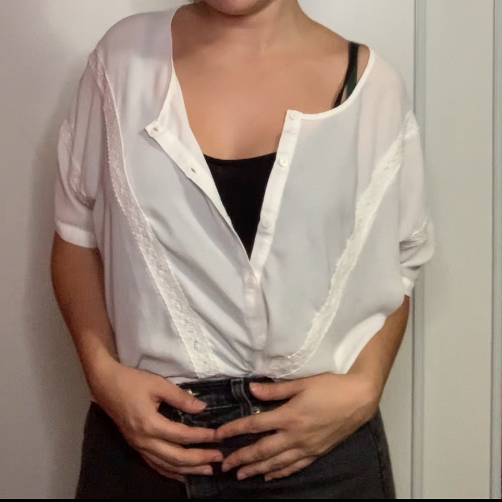 S White Blouse with lace detail